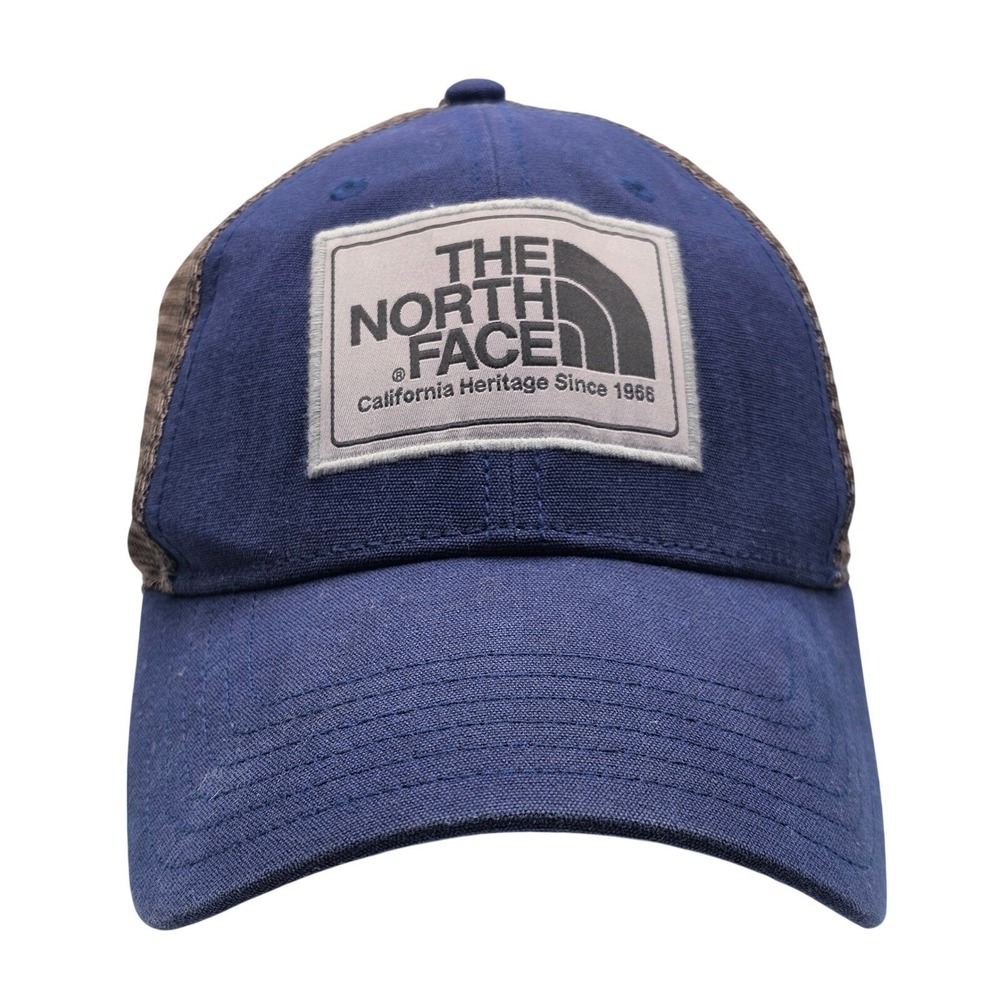The North Face Mudder Trucker Hat Blue Brown Snapback California Heritage 1966